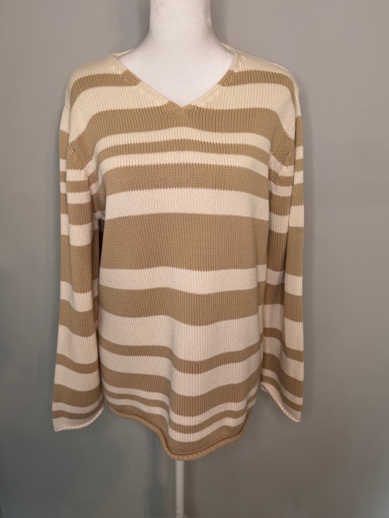 Eddie Bauer Sweaters - Eddie Bauer Striped White and Tan Sweater